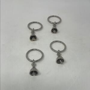 Rare Vintage Crate & Barrel Christmas Silver Bell Napkin Rings - Set of 4